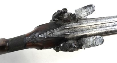 ARMES à FEU. Fusil de chasse à silex, monture...