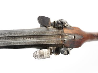 ARMES à FEU. Fusil de chasse à silex, monture...