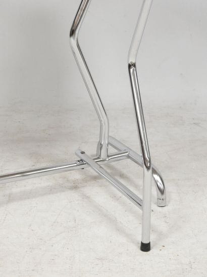 Beige Formica folding table with a chrome-plated...