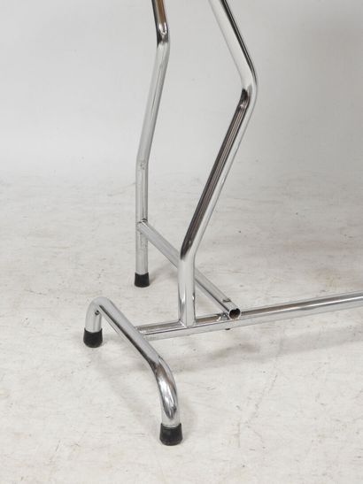 Beige Formica folding table with a chrome-plated...