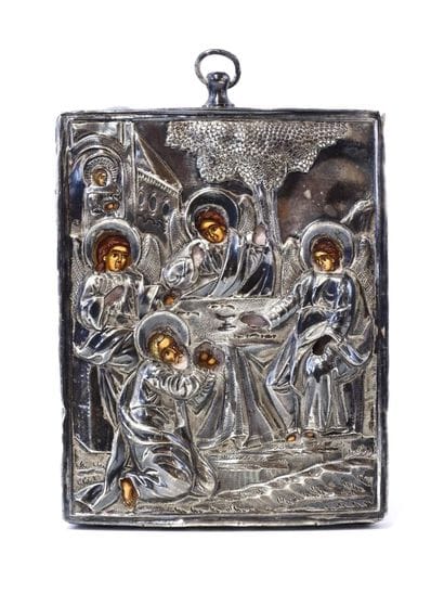 RUSSIE
Philoxénie d'Abraham 
Tempera polychrome...