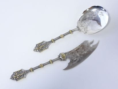 Service à glace deux pièces en argent et...