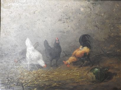 H. DAUPHIN - 19th century: 
Hens and roosters...