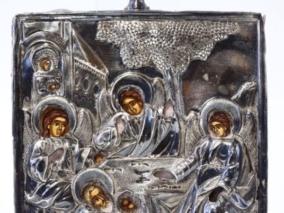 RUSSIE
Philoxénie d'Abraham 
Tempera polychrome...