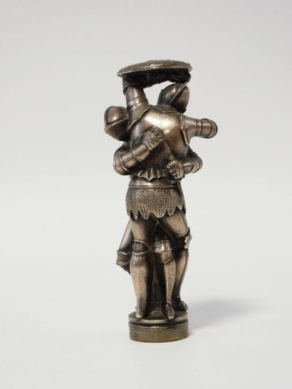 Sceau à cacheter néo-gothique en bronze argenté...