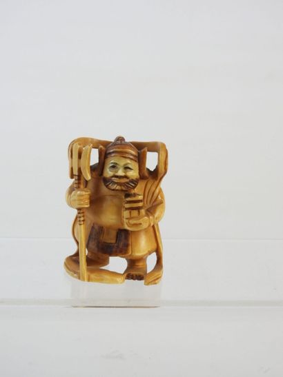 CHINE : Netsuke personnage en résine ? signé...