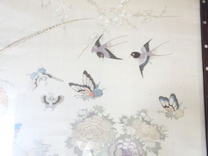 CHINE : Soierie Huaniao (oiseaux et fleurs)...
