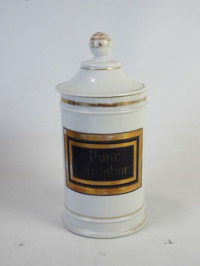 6 POTS A PHARMACIE en porcelaine et faïence...