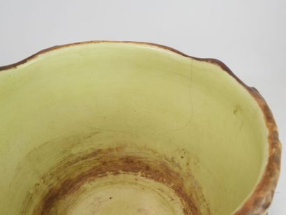 CACHE-POT en céramique marron, ocre et verte,...