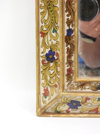 Miroir rectangulaire en fixé sous verre à...