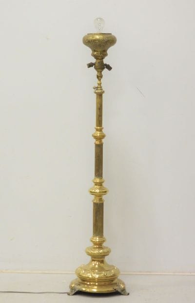 LAMPADAIRE colonne en laiton. H: 140 cm ...