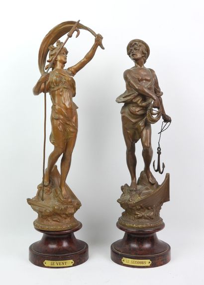 Two life-size figures representing the allegories...