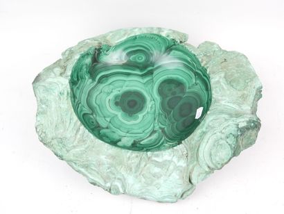 Important vide-poche en malachite. H.:10...