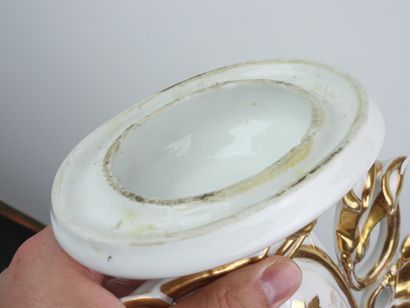 White porcelain bridal vase with gold accents...
