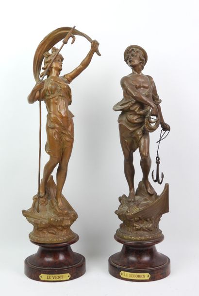 Two life-size figures representing the allegories...
