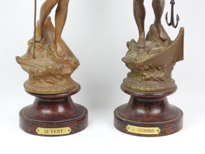 Two life-size figures representing the allegories...