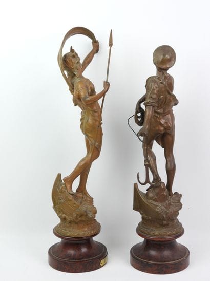 Two life-size figures representing the allegories...