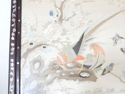 CHINE : Soierie Huaniao (oiseaux et fleurs)...