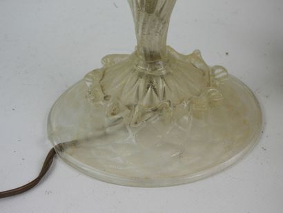 MURANO - Pair of four-arm glass chandeliers....