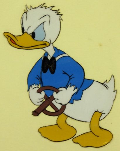 WALT DISNEY. Hand-painted celluloid depicting...