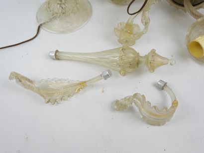 MURANO - Pair of four-arm glass chandeliers....