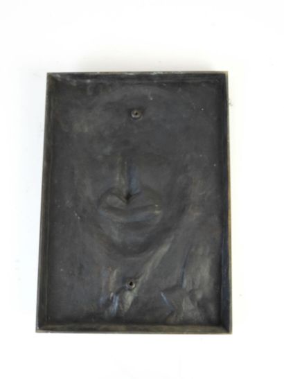 M. THOMAS. Plaque en bronze à patine brune...