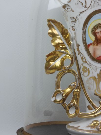 White porcelain bridal vase with gold accents...