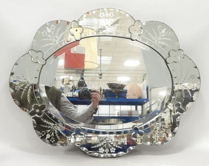 Venetian multi-lobed mirror with carved floral...