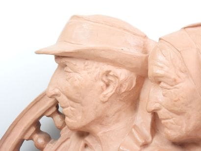 Yvon ROY (XXe) - Couple de bretons de profil...