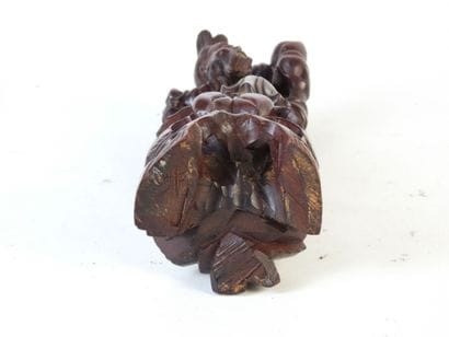 CHINE : Sculpture d'un sage souriant en bois...
