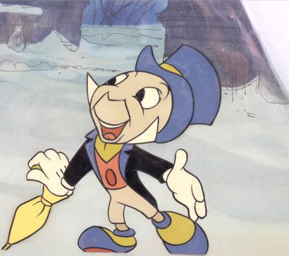 WALT DISNEY. Hand-painted celluloid depicting...