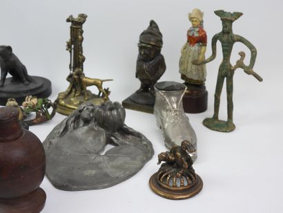 Set of wooden and metal display pieces including...
