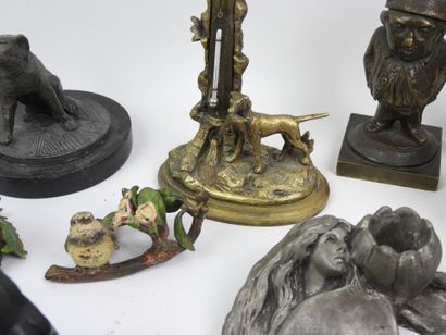 Set of wooden and metal display pieces including...