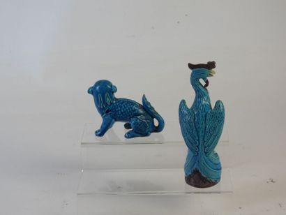 CHINE : Statuettes chien de Fô et Phoenix...