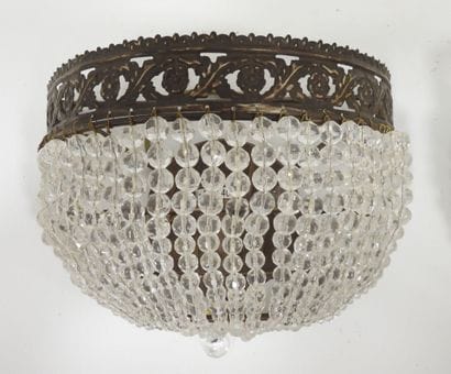 Paire d'appliques en métal et pampilles à...
