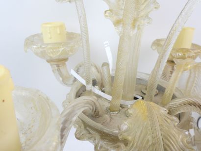 MURANO - Pair of four-arm glass chandeliers....