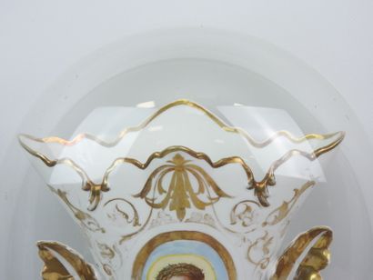 White porcelain bridal vase with gold accents...