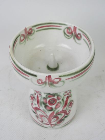 KERALUC in Quimper. A beige earthenware candleholder...