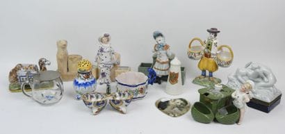 Eight earthenware and porcelain salt shakers...