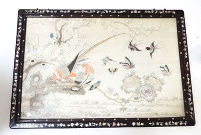 CHINE : Soierie Huaniao (oiseaux et fleurs)...