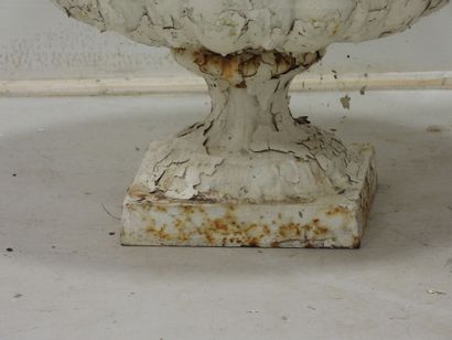 PAIRE DE VASES MEDICIS en fonte laquée blanche....