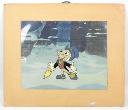 WALT DISNEY. Hand-painted celluloid depicting...