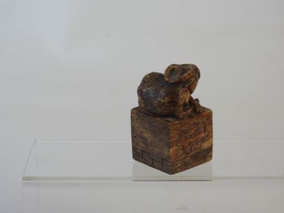 CHINE : Netsuke personnage en résine ? signé...