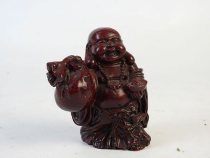 CHINE : réunion de 5 bouddhas en bois, résine,...