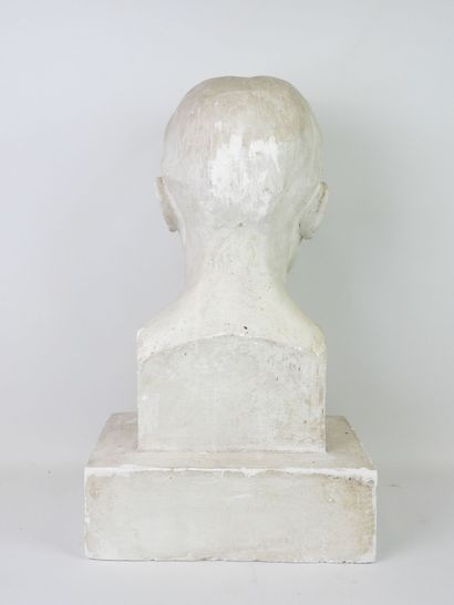 Bust of a man, viewed from the front. Plaster...