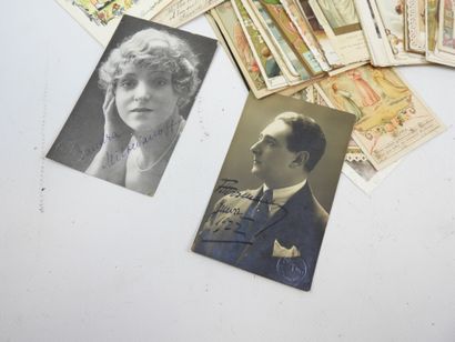 A collection of religious images, small boxes,...