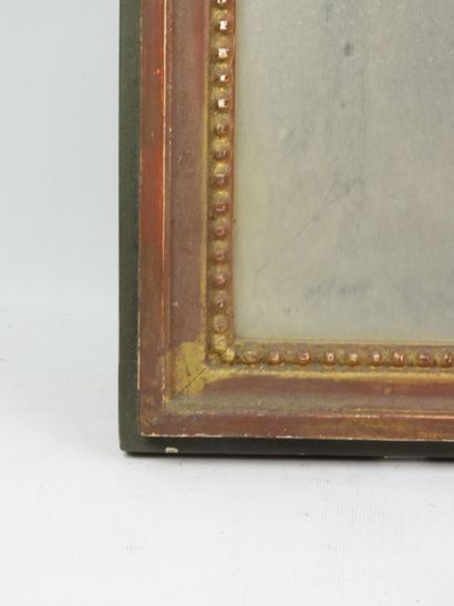 Rectangular gilded wooden mirror adorned...