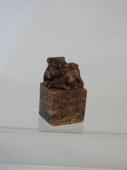 CHINE : Netsuke personnage en résine ? signé...
