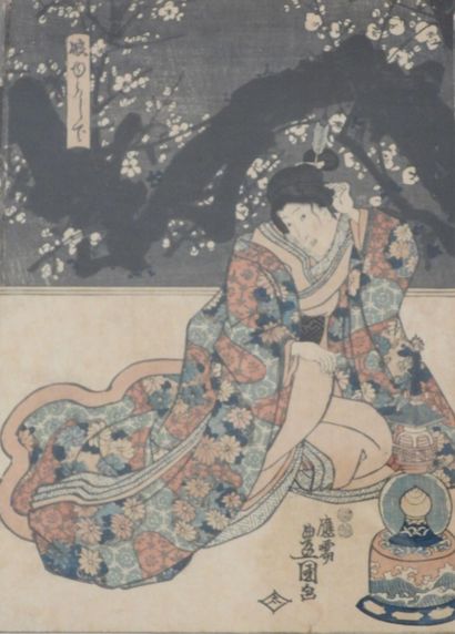 JAPON : triptyque d'estampes représentant...