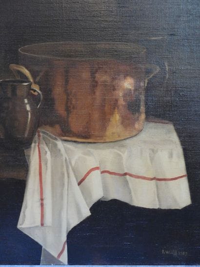P. WILFF (XXème s.). Nature morte au foie...
